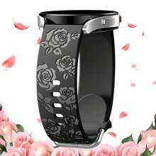 1 Rose Watch With Smooth Floral Carving Strap Compatible With Classic 20mm/Watch Classic/Active 20mm Soft And Cute Silicone Sports Strap Compatible With Samsung Strap For Women And Men (Excluding Watch) Without Watch