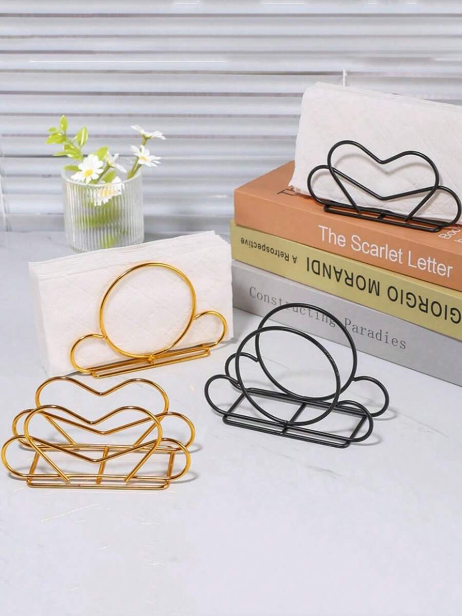 1 件创意北欧铁质纸巾架，金属餐巾架，酒店餐厅纸巾盒收纳架