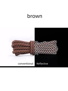 1 Pair 120cm Woven Round Luminous Shoelace With Reflective Stars, Suitable For Casual Shoes, Sneakers, Basketball Shoes And More