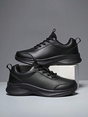 Men's Sports Shoes, PU Leather Waterproof Unisex Casual Shoes, Thick Sole Outdoor Running Daily Wear Autumn New Arrival, Extra Large Size