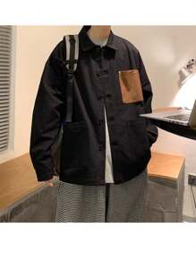 Men's Spring And Autumn New Coat High Street, Spring And Autumn American Retro Work Jacket Versatile Style Men's Wear - 黑色 - 查看 1