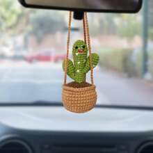 1 pieza de adorno colgante para el espejo retrovisor, hecho a mano en estilo bohemio, accesorio ideal para mujeres, niñas, amantes de suculentas/cactus, decoración interior verde para el coche, también apto como accesorio colgante para camiones, decoraciones y regalos de boda, decoración del hogar