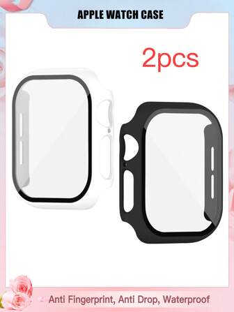2 Pieces Men's And Women's Protective Case With Tempered Film Compatible With Apple Watch Case 38mm, 40mm, 41mm, 42mm, 44mm, 45mm, 49mm 10(42mm) 10(46mm), With Screen Protection Film Fully Covering Hard Case Protection Compatible With Apple Watch Series S10 9 8 7 6 5 4 3 2 1 SE Ultra