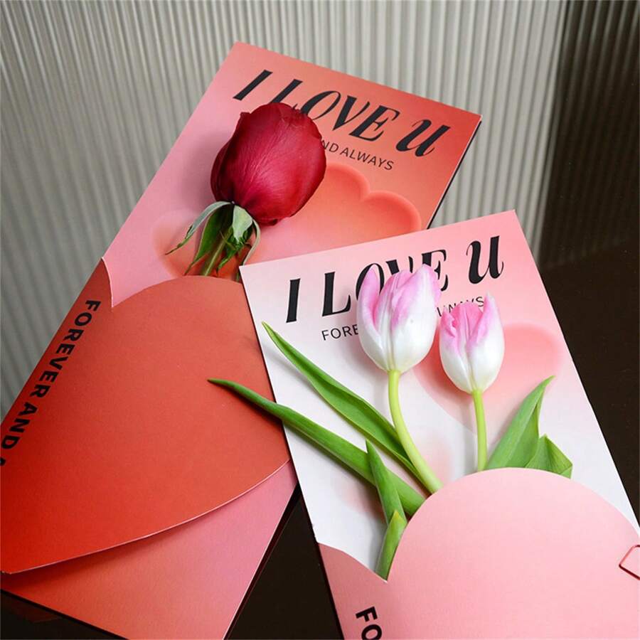 1st Moederdag enkelvoudige bloemenboeket geschenkdoos, PU-materiaal boeket, handgemaakte geschenkverpakking met hart, Moederdag [Geen echt bloemenboeket, boeket is alleen voor fotografie-rekwisiet]