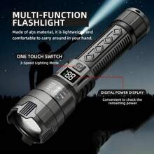 1pc Strong Light LED Flashlight,Portable Waterproof RechargeableTorch, Type-C Rechargeable Multifunctional Zoom Telescopic Flashlight For Outdoor Hiking Emergency Camping