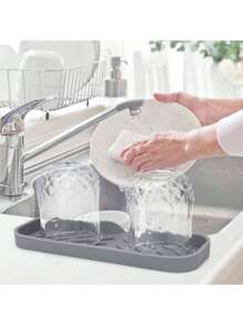 1 pezzo Portaoggetti da cucina in silicone, paraspruzzi per lavandino, filtro gocciolatoio per rubinetto in silicone, vassoio per dispenser di sapone per piatti e porta-spugna dietro il rubinetto, accessori da cucina piccoli, adatti per piani di lavoro in cucina e bagni