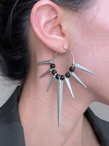 1 对朋克嘻哈暗黑风格刺铆钉耳环，摇滚个性化情侣耳环，日常街头派对珠宝 - 耳環 - 查看 3