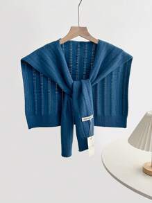 1pc Women's Knitted Hollow-Out Colorful Shawl Scarf, Versatile For Summer