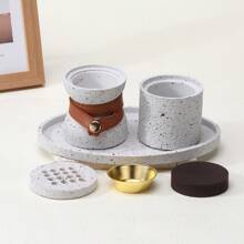 A Three Pieces Minimalist Incense Burner. Unique Design With Leather Straps. Aromatherapy Supplies. Suitable For Home Decoration, Bedroom, Living Room, Reception Room, Yoga Room, Studio, Restaurant, Party, Atmosphere Scene Decoration Supplies, Desktop Ornaments, Festival Supplies, Can Be Used As Gifts Birthday Graduation