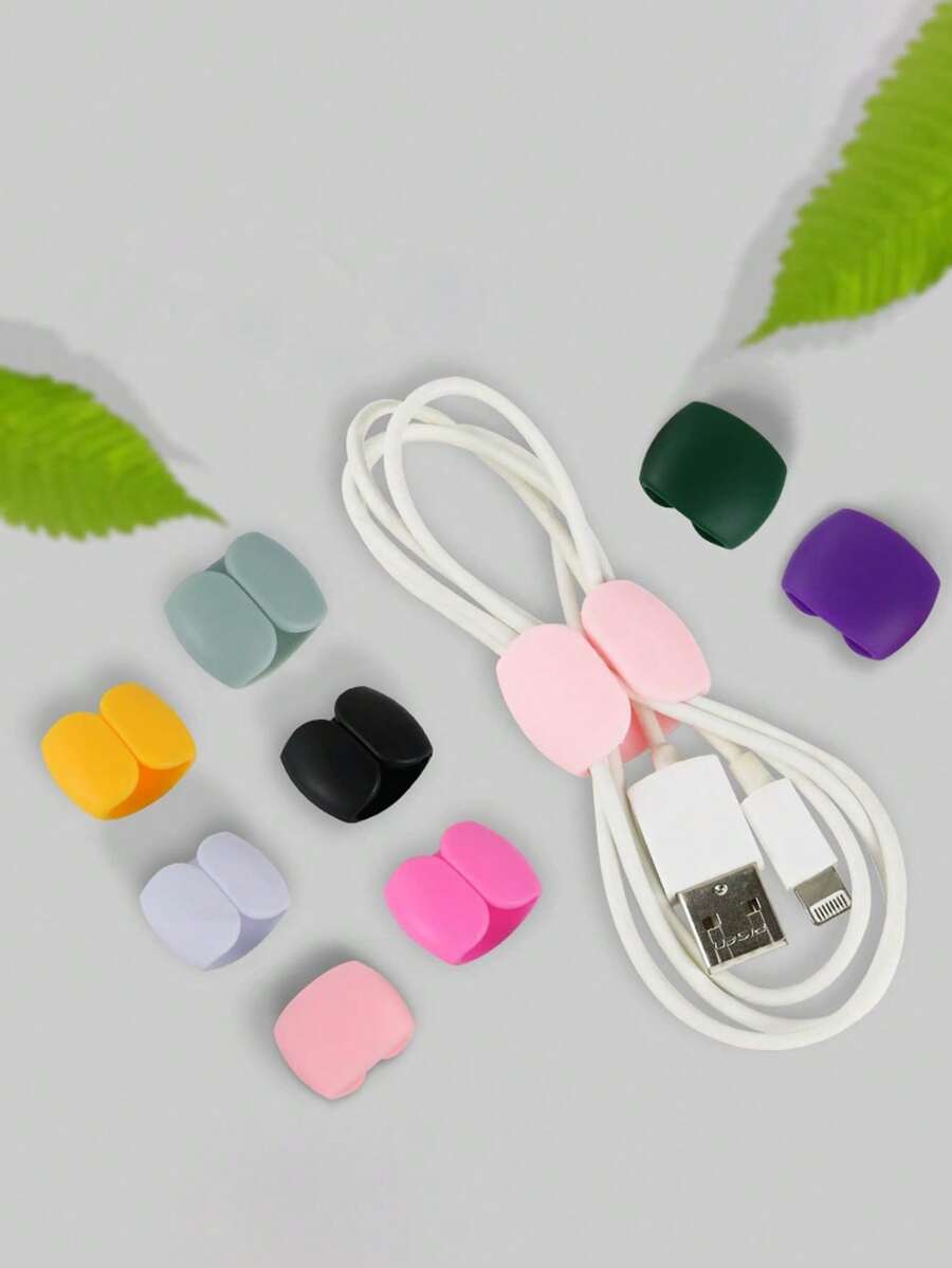 5pcs Colorful Data Cable Organizer, Headphone Charging Cable Organizer, Cable Winding Storage, Travel Organizer Buckle [Random Color Delivery]