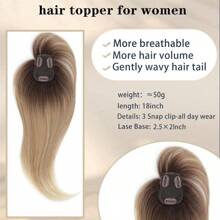 Hair Toppers For Women, 360 3D Cover Hair Topper With Bang Hair Clip With Thinning Hair, 18 Inch Fluffy Toppers Hair Pieces For Women Clip In Bang - Ombre Light Brown to Blonde - 查看 3