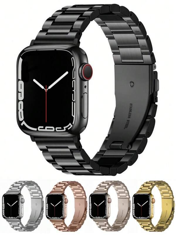 1pc Fashionable Men Apple Watch Band Apple Watch Strap Silver Stainless Steel Adjustable Watch Band Compatible With Apple Watch Series 10 Ultra2/Se/S9/S8/S7/S6/S5/S4/S3/S2/1, Gift For Both Men And Women, Replacement Strap For Smartwatch, 38mm/40mm/41mm/42mm/44mm/45mm/49mm (Watch Not Included) Compatible With Apple Watch Band