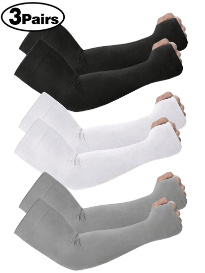 3pcs/Set Breathable Seamless Quick-Dry Arm Sleeves, Suitable For Outdoor Cycling, Plus Size