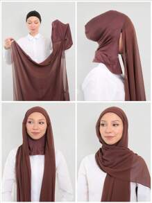 1pc Women's Classic Casual Pullover Instant Chiffon Scarf, Solid Color Soft, Breathable Modal Fabric Neck Warmer, Headscarf, Versatile Head Wrap For Daily Wear