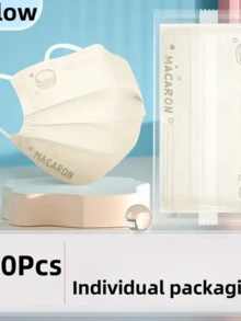 50pcs Disposable 3-Ply Macaroon Colored Face Masks, Breathable Adult Protective Mask With Individual Packaging - Multicolor - View 8