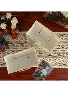 6件复古礼品手提袋母亲节情人节礼物包装袋复古轻奢白牛皮压花礼品袋生日礼物包装纸袋高颜值女神节手提袋 - 彩色 - 查看 10