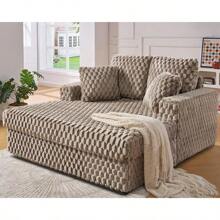 53 Inch Oversized Chaise Lounge, Upholstered Sofa Bed With Throw Pillows And Armrests, Sleeper Chair- Comfy Chair Bed For Living Room, Brown - màu nâu - Xem 1