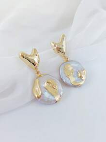 一对女士巴洛克仿珍珠S925银针耳环，原创小众设计，手工艺术风格精致仿珍珠耳环，温柔优雅耳环，轻奢 - 彩色 - 查看 15