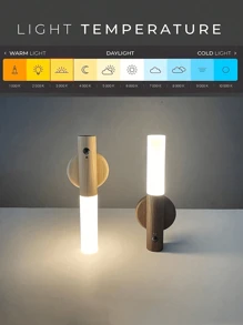 1 件/2 件/3 件运动传感器夜灯、磁性壁灯、室内木质壁灯衣柜灯、室内 LED 磁性可充电便携式灯，适用于走廊、卧室、衣柜、书桌、楼梯、橱柜 - 夜燈 - 查看 5