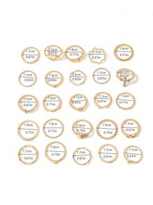 25pcs Set Diamond Studded Star, Moon, Heart Shaped Rings, Minimalist Diamond Bohemian Geometric Ring Set - Gold - View 5