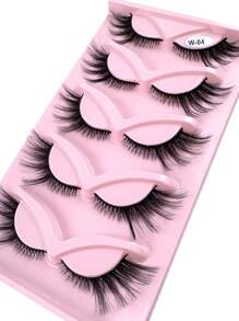 5 pares de pestañas postizas de ojo de gato - regalo navideño, ligeras, finas, con aspecto natural dramático, pestañas postizas en tiras rizadas con apariencia de mink, fáciles de usar para un maquillaje sexy