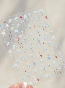 1pc Thin And Tough Nail Stickers Cute White Camellia Nail Accessories Nail Self-Adhesive Slider DIY Nail Design Decorative Nail Art Stickers - Multicolor - View 2