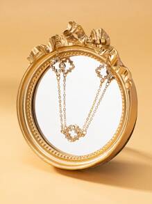 1 件女式珐琅花卉吊坠长项链，时尚街头服饰毛衣链 - 金黃色 - 查看 4