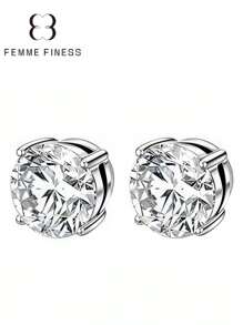 Femme Finess Juego de pendientes magnéticos de acero inoxidable para hombres y mujeres, estilo AB, de doble cara, sin perforación, con combinación de pendientes de pareja, circonita cúbica hipoalergénica de 5-8 mm