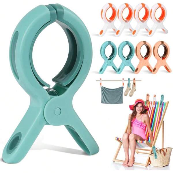 6 Large Clothes Pegs For Beach Loungers, Beach Towel Clips, Beach Towel Clips, Windproof Large Staples, Beach Towel, Bedding And Thick Clothes Beach Essentials