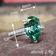 1 pieza Anillo elegante decorado con zirconia en forma de lágrima, regalo decorativo para boda/fiesta apropiado para mujeres