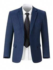 Boys' Navy Blue Herringbone Suit Jacket, Notch Lapel Single-Breasted Formal Blazer, Suitable For Weddings, Birthdays, Parties, Photo Shoots, 6-16 Years Old - Navy Blue - View 5