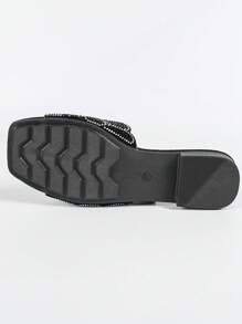 Women Velvet Flat Sandals, Fashionable Printed Rhinestone Design, Comfortable Indoor/Outdoor Wear