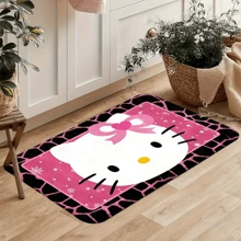 Sanrio 1/2pcs Sanrio Hello Kitty Polyester Door Mat, Cute Cartoon Character Office Floor Rug, Decorative Carpet For Living Room, Bedroom, Kitchens, Bathrooms, And Laundry Rooms.Yoga Studio Home Bathroom Decor Outdoor Rug Door Mat Summer Back To School