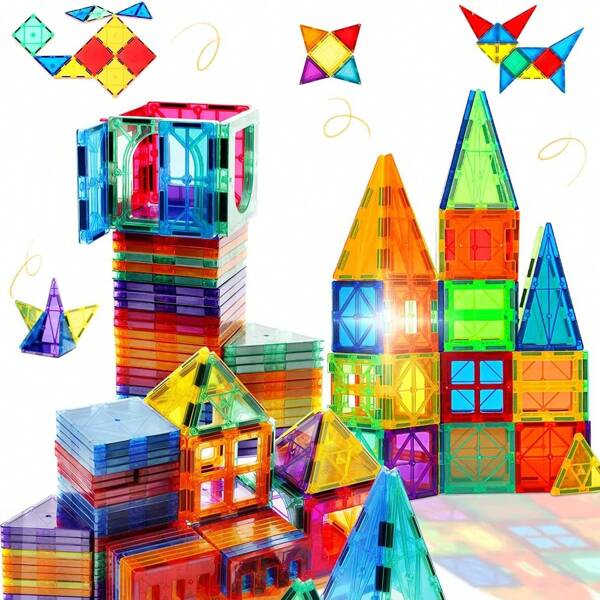 Azulejos magnéticos para niños, 34 piezas, bloques de construcción magnéticos, juguetes educativos de aprendizaje, construcción, STEM para niños y niñas de 3, 4, 5, 6 y 7 años, regalos de cumpleaños y Navidad