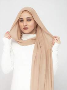 1件装经典休闲女士套头雪纺围巾，纯色，柔软透气的莫代尔面料，多功能头巾，适合日常穿着。