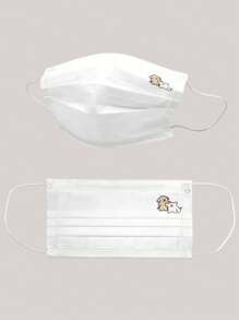 10pcs Minimalist Puppy Line Pattern Disposable 3-Ply Face Masks, Cute Cartoon Design, Individual Packaging - Multicolor - View 6