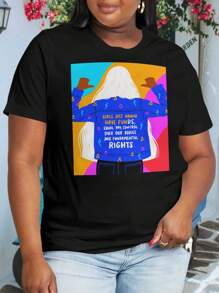 Girls Just Wanna Have Fun Oversize Women T-Shirt Cindy Lauper Equal Rights Equality Feminism Large Size - Black - View 1
