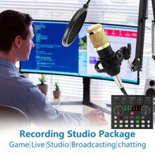 Podcast Equipment Bundle, Condenser Microphoneand Professional Audio Mixer For Studio Recording Vocals, Voice Overs, Streaming Broadcast, Videos,Gaming And More - Black - View 11