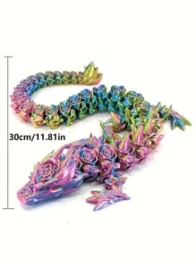 3D Printed Vivid Rose Dragon Sculpture - Flexible Joints, Multi-Colored, Suitable For Home And Office Decor, Great For Bookshelf, Living Room, Desk, Dragon Decoration
