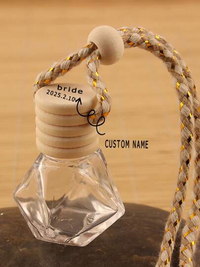 A Customized LOGO Name 8ML Diamond Perfume Bottle Car Perfume Bottle Pendant Transparent Glass Empty Bottle Perfume Bottle Car Pendant