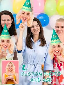 Customized Paper-Cut Big Head, Birthday Party, Customized Big Face Fan With Wooden Handle, Wedding Head, Bachelorette Face, Graduation Head, Birthday Head Fan, Various Party Heads, Birthday Photo Booth, Graduation Ceremony, Bachelorette Party, Colorful Paper Confetti Face - Multicolor - View 15