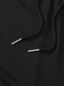 Short de basket noir style de rue pour hommes Shwiy, short décontracté minimaliste convenant pour l'école, le port quotidien, les études, les sports, mi-cuisse - Noir - Voir 3