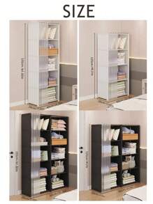 Organizador de almacenamiento con cortinas, estantería portátil negra, gabinete de almacenamiento multifuncional adecuado para oficina, dormitorio, baño, armario a prueba de polvo, de montaje sencillo, estantería abierta para dormitorio, partición, estantería de gran capacidad, decoraciones, decoración de festivales, decoración de habitaciones, decoración del hogar, decoración de dormitorios, para guardar vestidos, pantalones, zapatos, vaqueros, botas, faldas