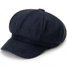 Woolen Solid Color Beret Fashion Outdoor Cotton Hat Autumn And Winter Windproof Hats Men's And Women's Universal Caps - 黑色 - 查看 9