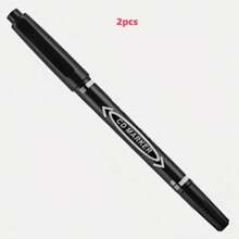 1pc/Multipurpose Non-Washable Double-Headed Lining Pen, Stationery Oil-Based Waterproof Marker Pen, Fade-Resistant, Marking & Signature Pen, Black Fine-Tip Courier Pen, Smooth Writing, Fade-Resistant, Suitable For Graffiti, Coloring, Applicable For School, Office, Factory Use
