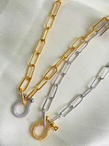 This Women's Necklace Features A Diamond-Encrusted Horseshoe Pendant, With A Unique And Exquisite Design, Making It The Best Choice For Women To Attend Various Events. - Multicolor - View 4