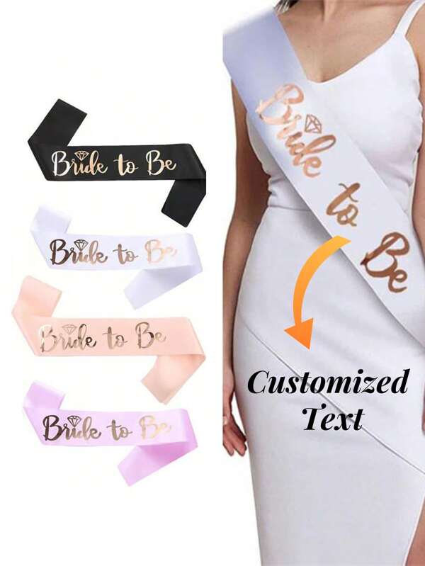 1pc/6pcs Customized Romantic Ribbon Belts; DIY Dress Up For Weddings, Parties, Birthdays, And Graduation Ceremonies; Customized Decorations; Gift Ribbon; Customized Gold Handwritten Fonts; Available In Multiple Colors; Customized Accessories For Brides And Bridesmaids.