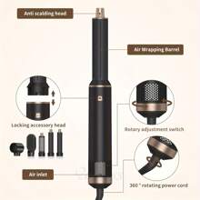5-In-1 Hot Air Brush Set - Detachable Hair Dryer, Styler, Volumizer, Straightener & Curling Wand - 110V US Plug, Powerful 800W