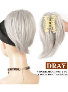 短直爪夹马尾辫接发，凌乱假发髻爪夹发片，女士凌乱发髻发圈，女孩（棕色混合灰金色） - 彩色 - 查看 16
