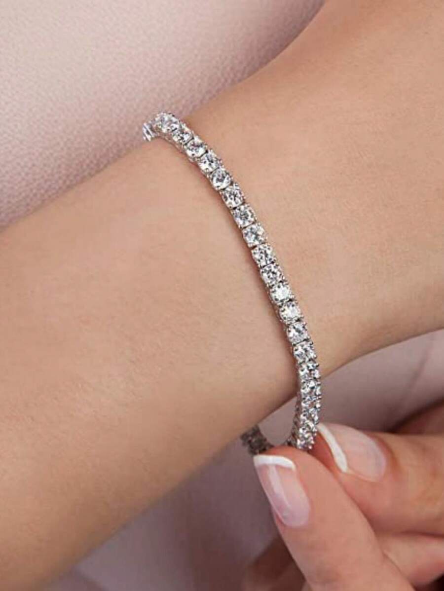 1 件时尚嘻哈全水晶链手链，适合男士和女士，优雅的礼物